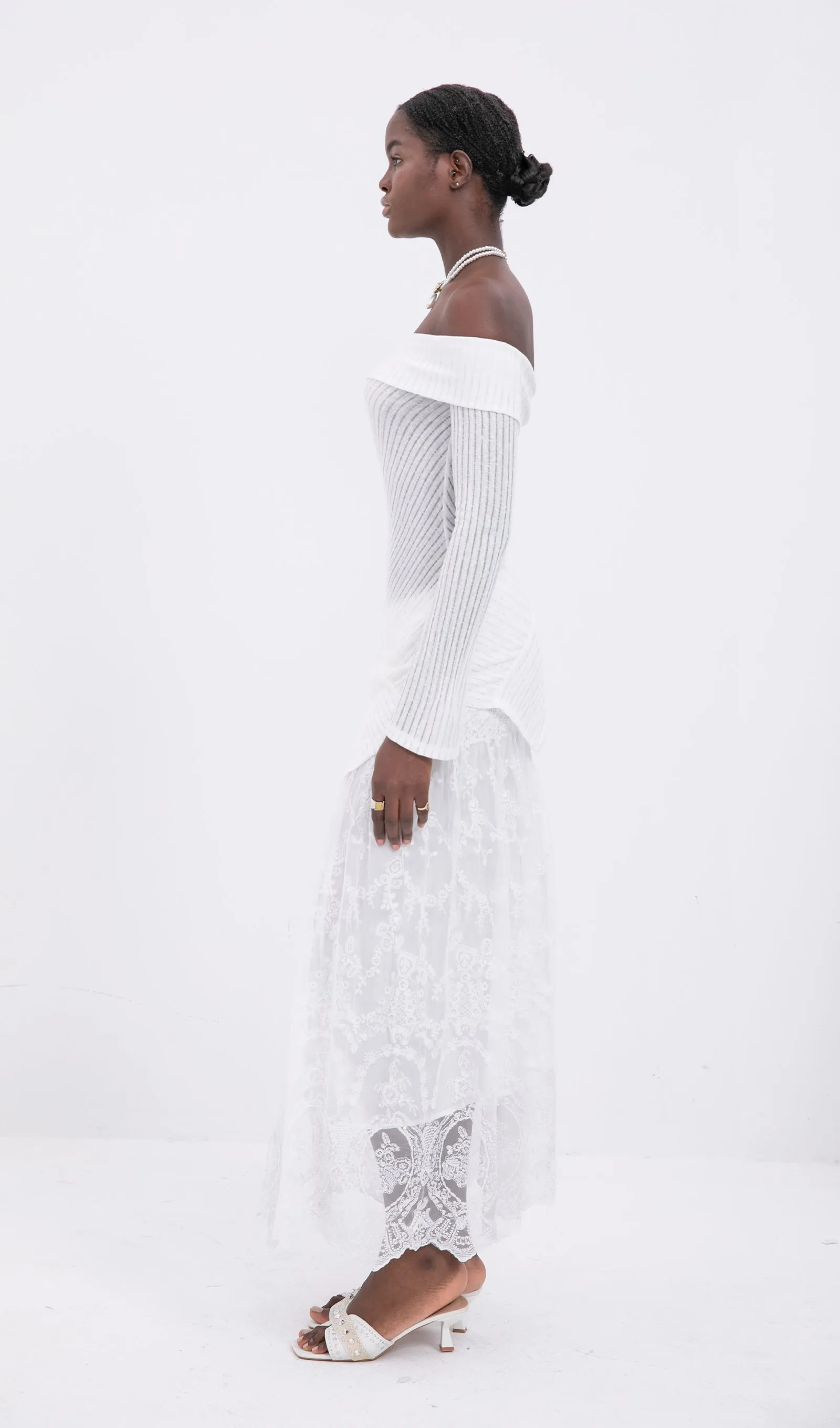 Lace Flared Maxi Skirts