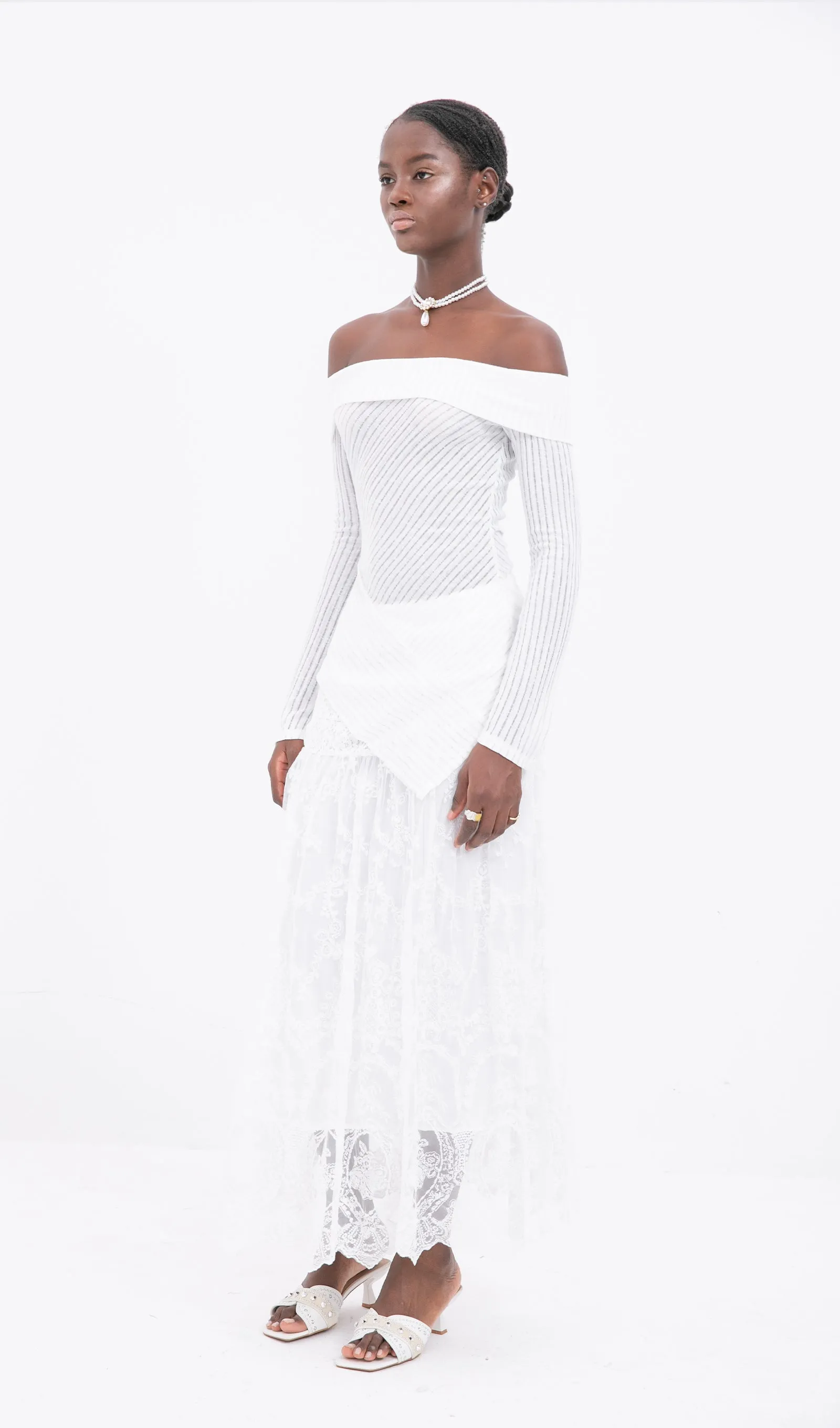Lace Flared Maxi Skirts
