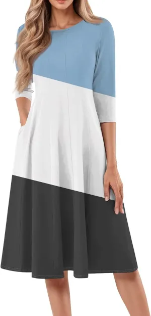 Ladies Floral Lightweight Dress Midi Breathable Beachwear Sleevelesss Vacation A-Line Weddings Pockets, Fashion Dresses