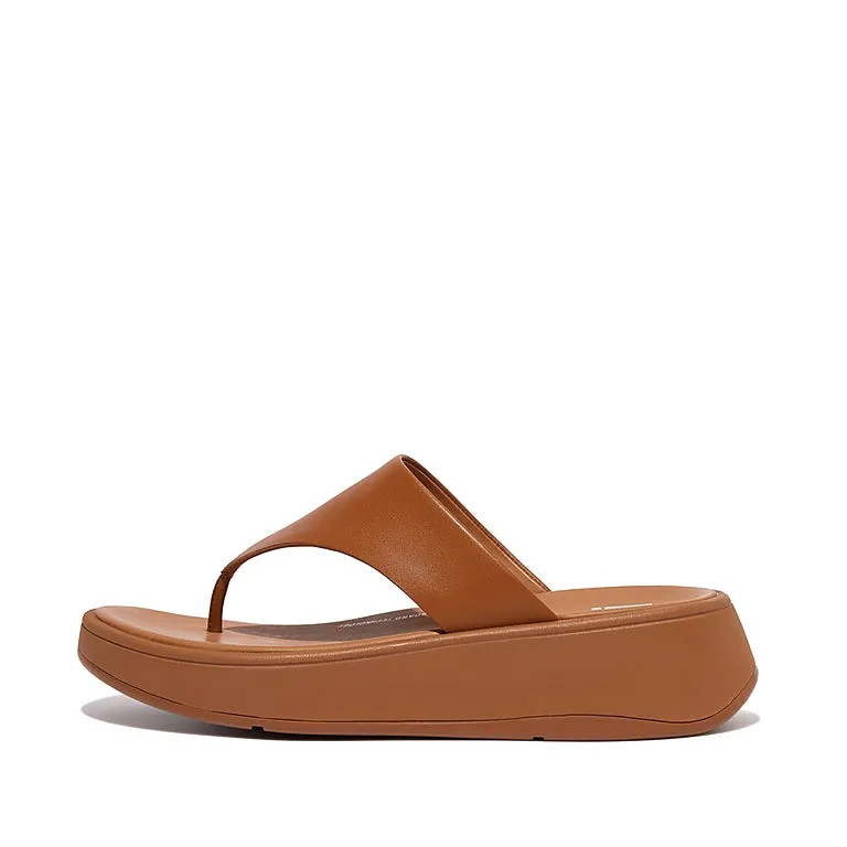 Leather Flatform Toe-Post Sandals // Light Tan
