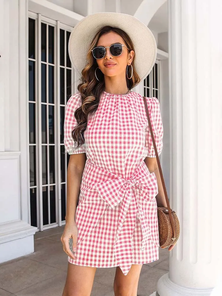 Liana Summer Plaid Dress