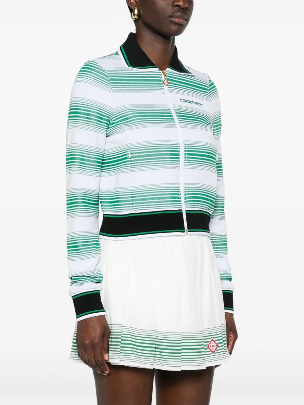 logo-embroidered striped sweatshirt
