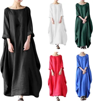 Long Sleeve Dresses for Women Ruffle Hem Oversized Loose Dress Casual Maxi Dresses Ladies Summer Sundress Fashion