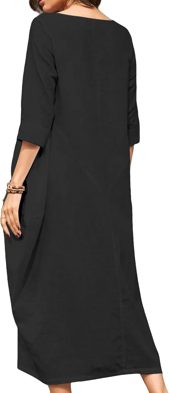 Long Sleeve Dresses for Women Ruffle Hem Oversized Loose Dress Casual Maxi Dresses Ladies Summer Sundress Fashion