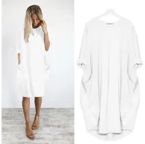 loose large swing stitching long dress