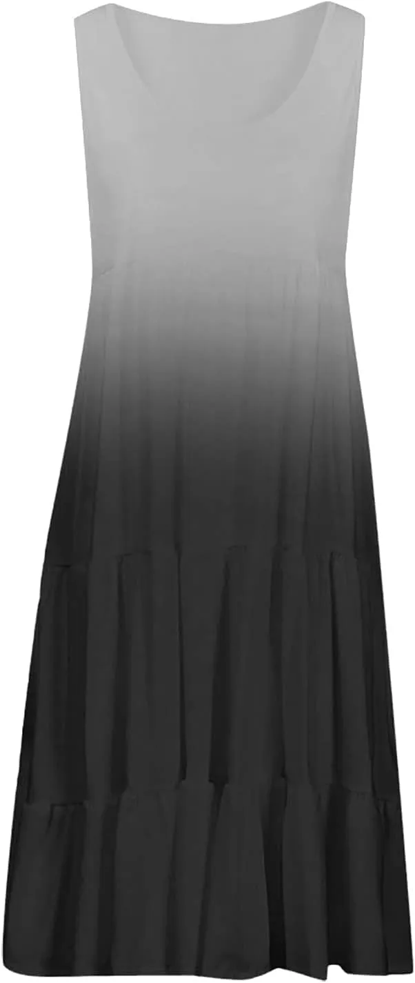 LRMQS Sundresses for Women Casual Beach 2024 Sleeveless Resort Wear Vacation Sun Dresses Tropical Spring Summer Tank Dress