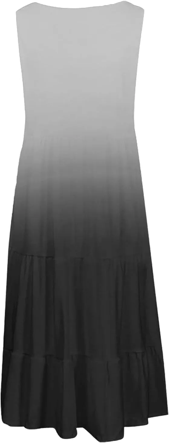 LRMQS Sundresses for Women Casual Beach 2024 Sleeveless Resort Wear Vacation Sun Dresses Tropical Spring Summer Tank Dress