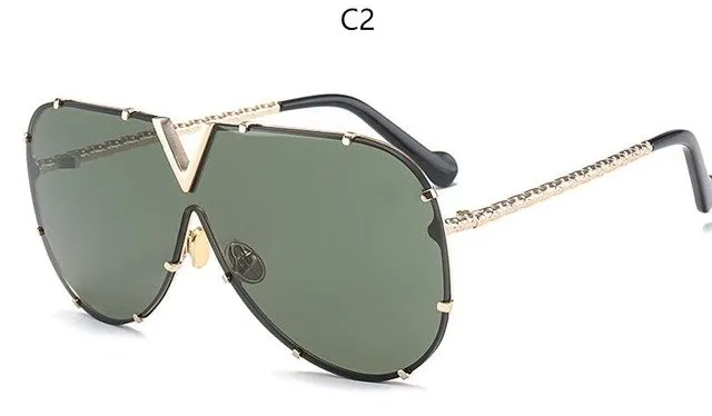 Luxury Metal Fashion Sunglasses Golden Mirror Coating