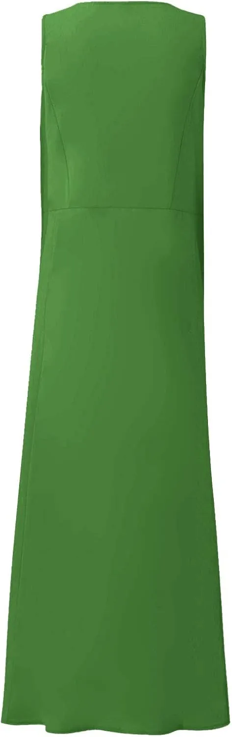 Maxi Dress for Women Linen Dress Summer Sun Dresses 2025 Sleeveless Swing Casual Long Formal with Pockects