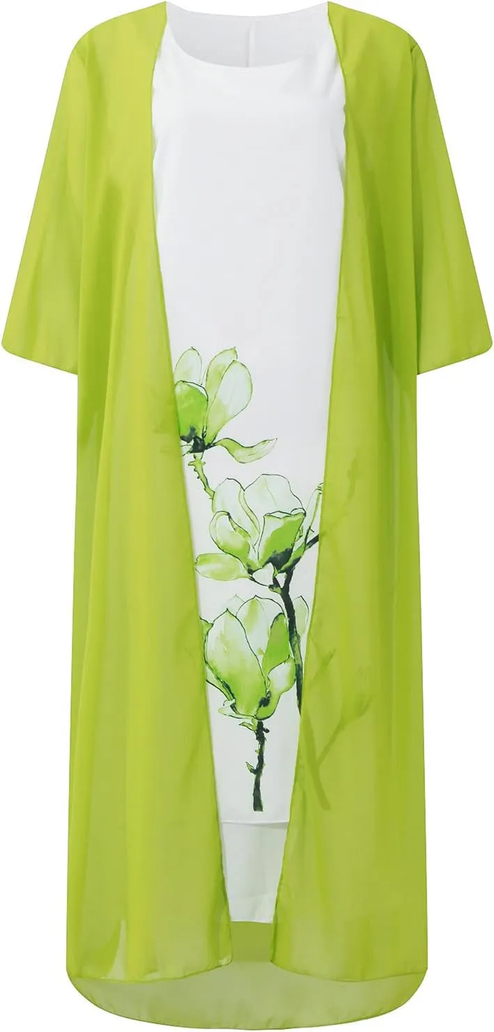 Maxi Dress for Women,Summer Casual Two Piece Set Wedding Guest Plus Size Elegant Floral Boho Beach Sundress