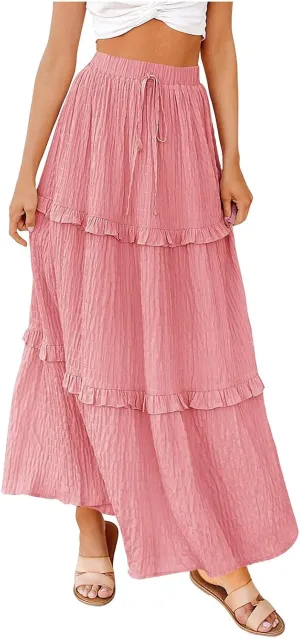 Maxi Skirt Women Women's Long Summer Dresses Elegant High Waist Cocktail Wedding Guest Dresses Flared A Line Midi