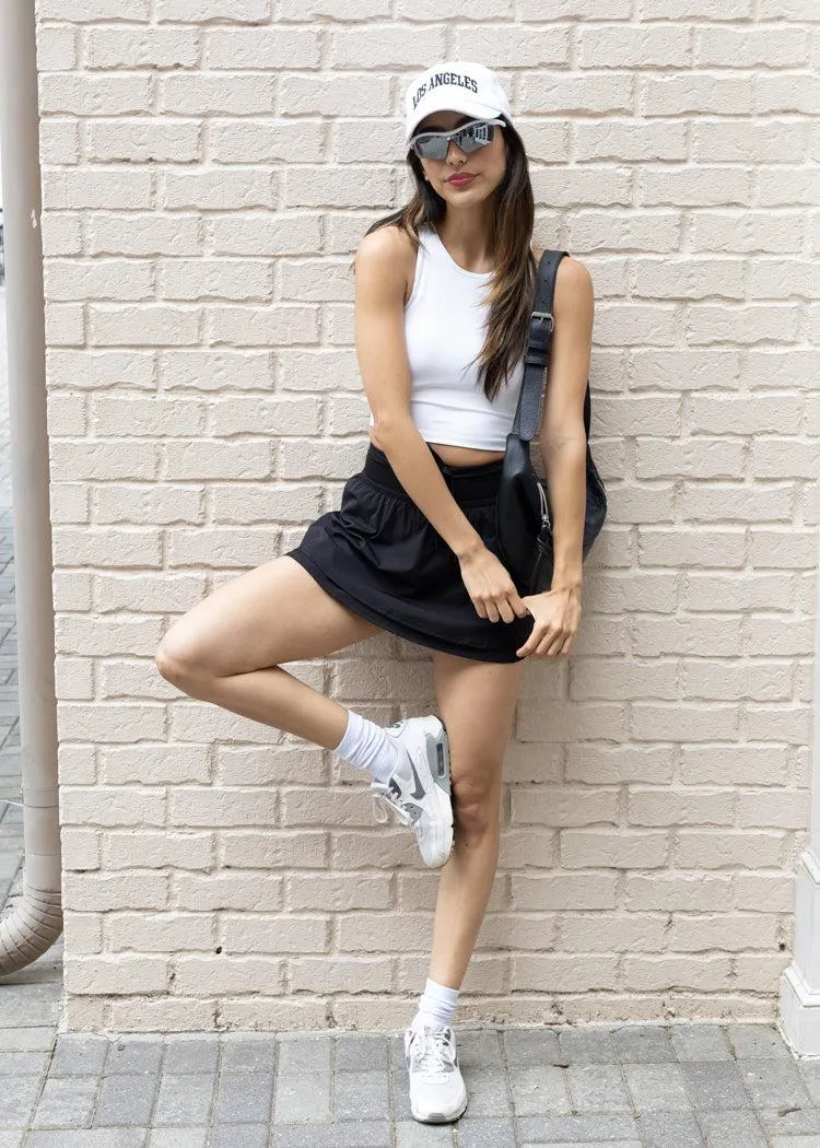 Mila Sporty Tiered Skirt - Black