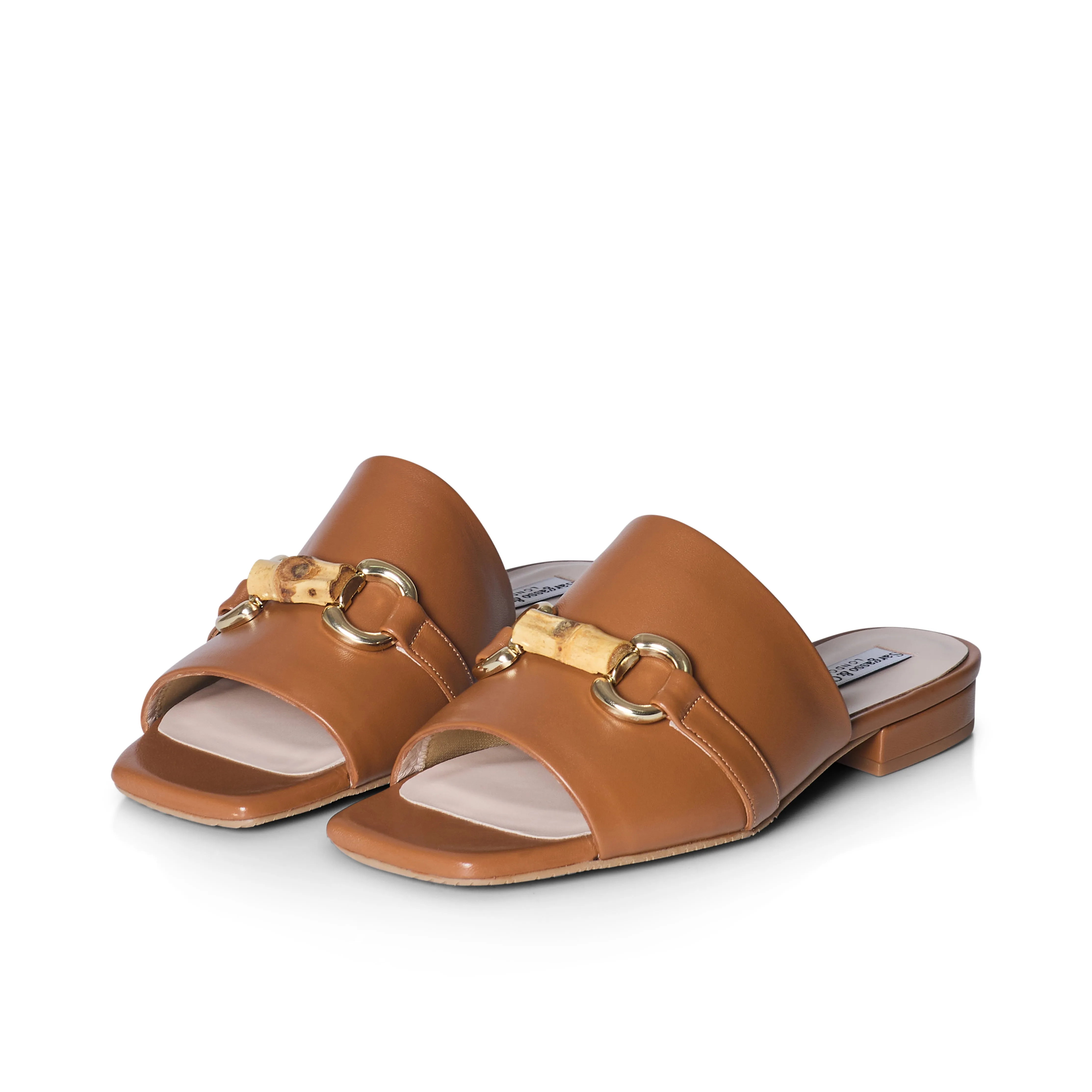 Miley - Extra Wide Width Sliders - Tan Leather