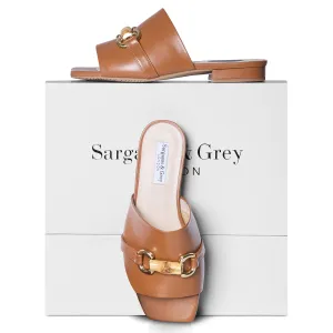 Miley - Extra Wide Width Sliders - Tan Leather