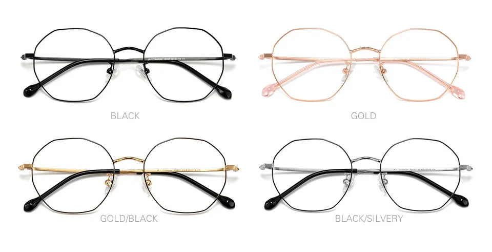 Muzz Unisex Full Rim Irregular Polygon Titanium Frame Eyeglasses 95107