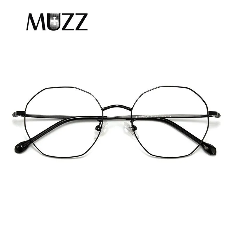 Muzz Unisex Full Rim Irregular Polygon Titanium Frame Eyeglasses 95107