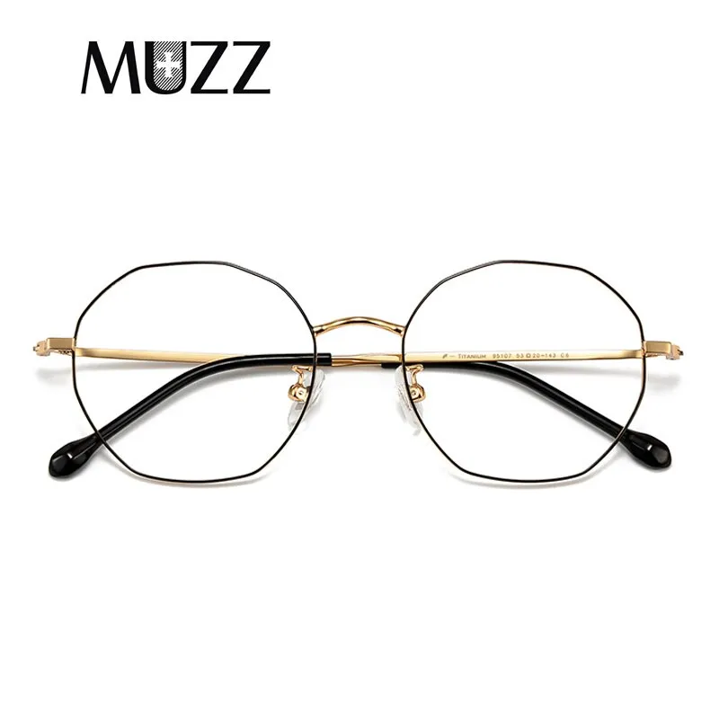 Muzz Unisex Full Rim Irregular Polygon Titanium Frame Eyeglasses 95107