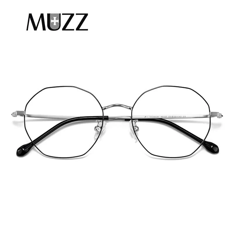 Muzz Unisex Full Rim Irregular Polygon Titanium Frame Eyeglasses 95107