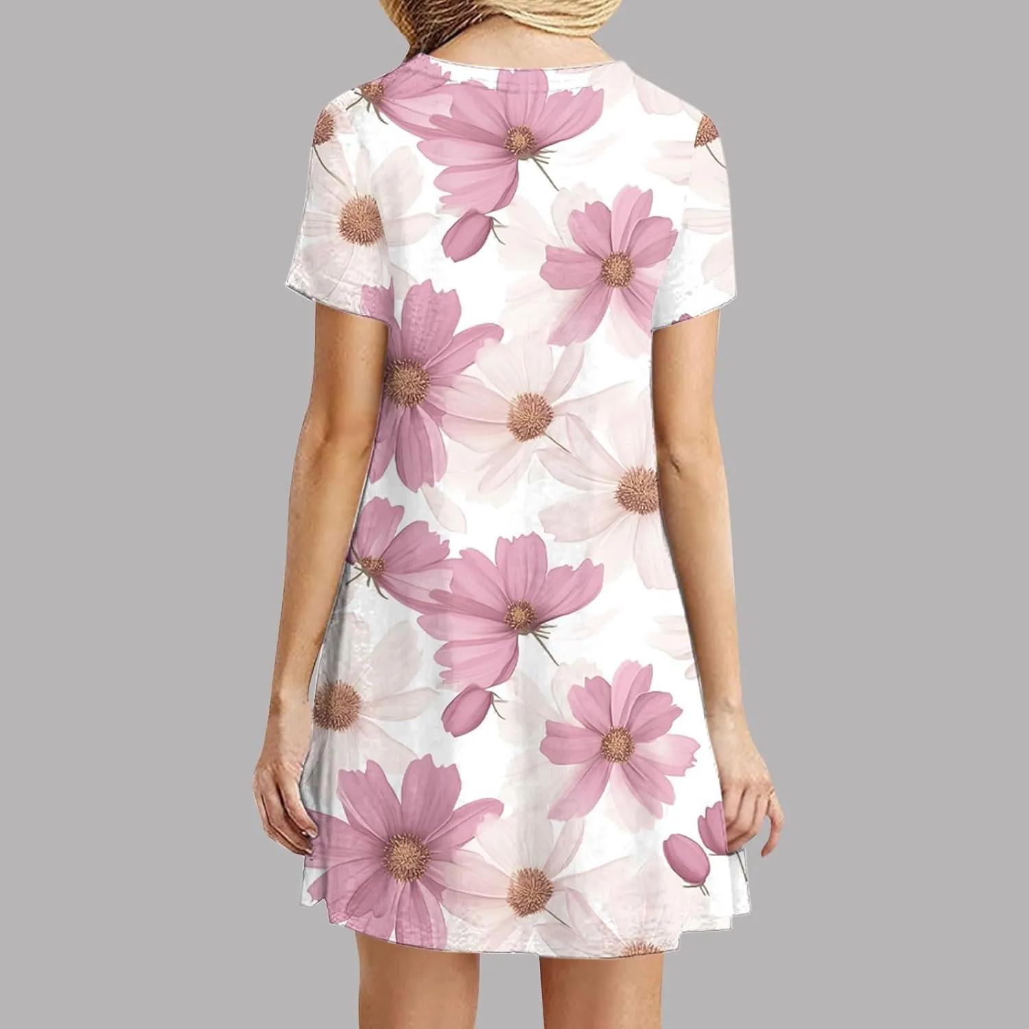 NaRHbrg Womens Short Sleeve Plus Size T-Shirt Dress Summer Casual Dress Loose Swing A-Line Summer Tunic Dresses with Pockets