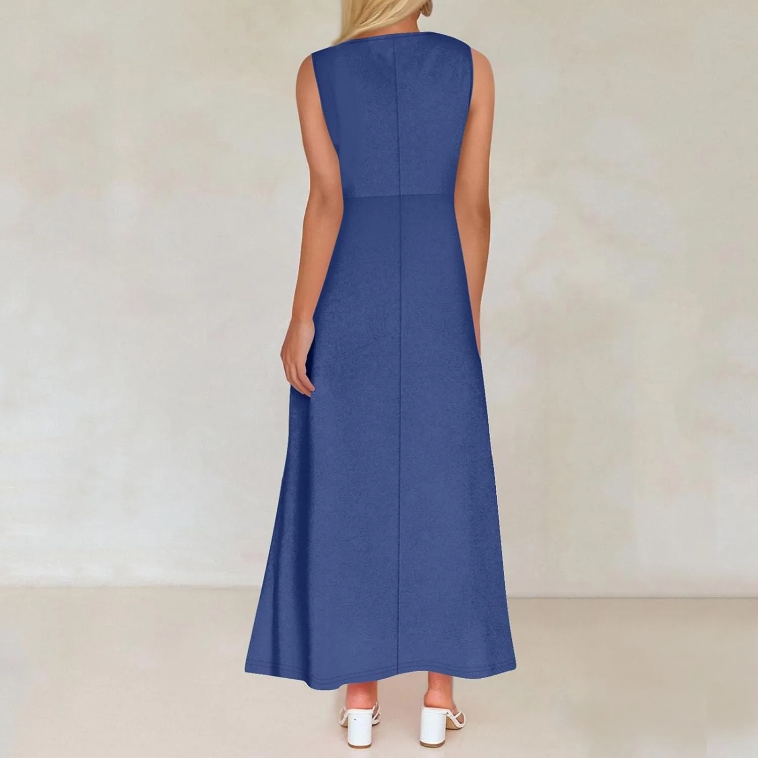 NBXNZWF Summer Dresses for Women 2025 Sleeveless Floral Print V Neck Sundresses Swing Flowy Beach Wedding Guest Maxi Dresses