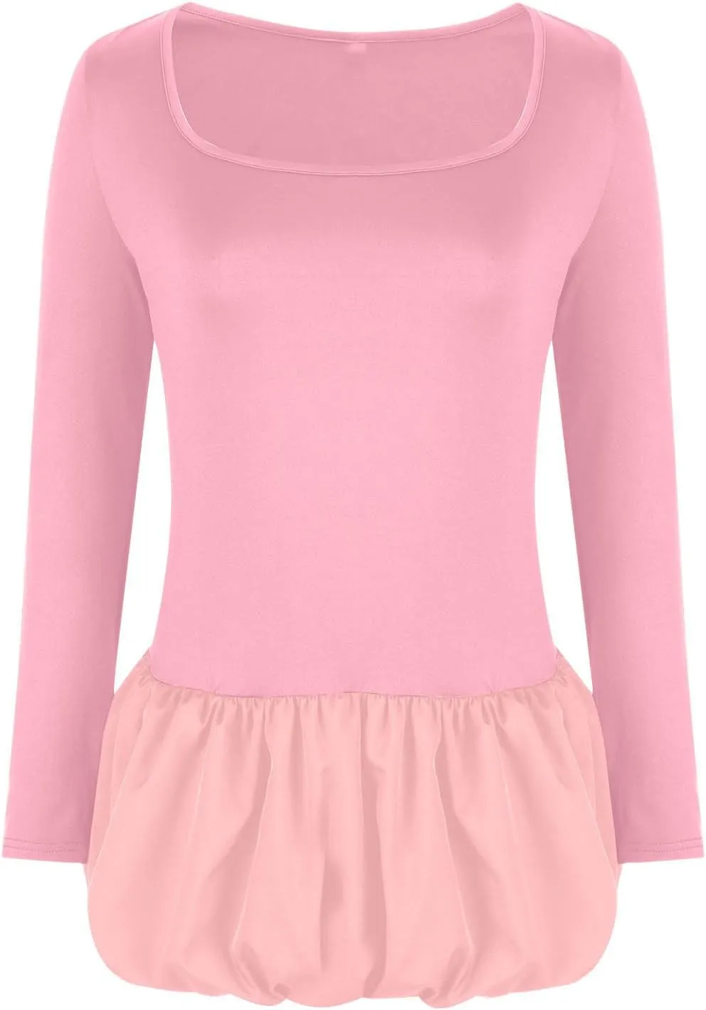 Oplxuo Women's Sexy Bubble Mini Dress Low Cut Square Neck Long Sleeve A-Line Ruffle Color Block Short Going Out Party Dresses
