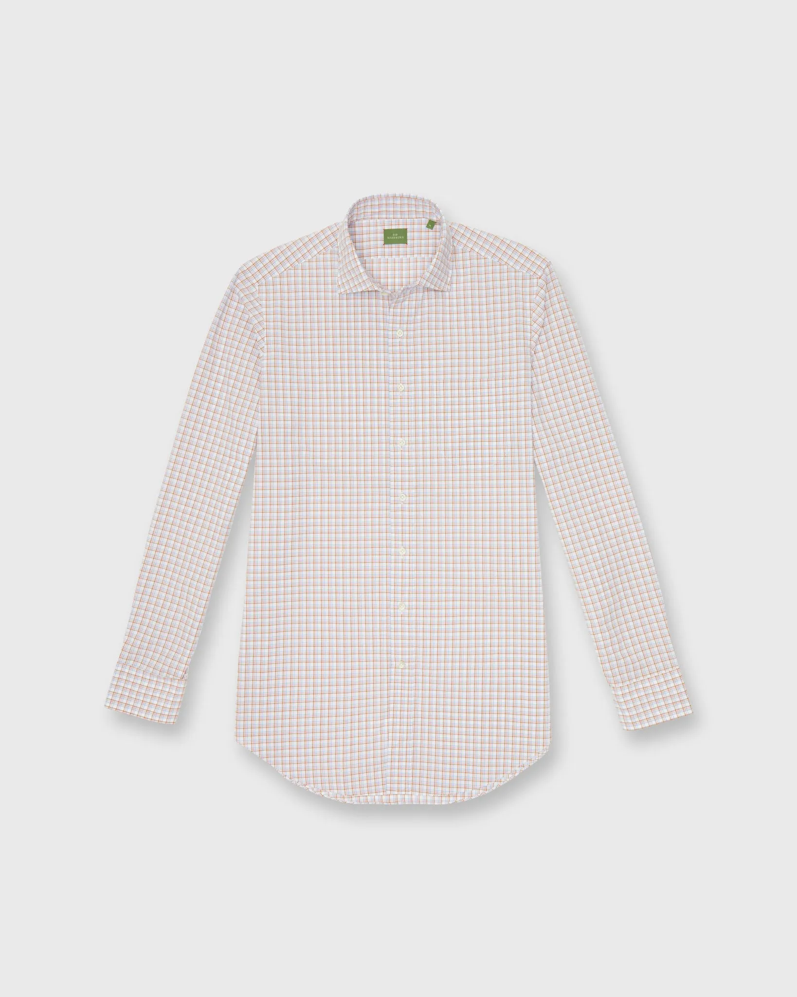 Otto Handmade Sport Shirt in Ochre/Sky/Berry Check Poplin