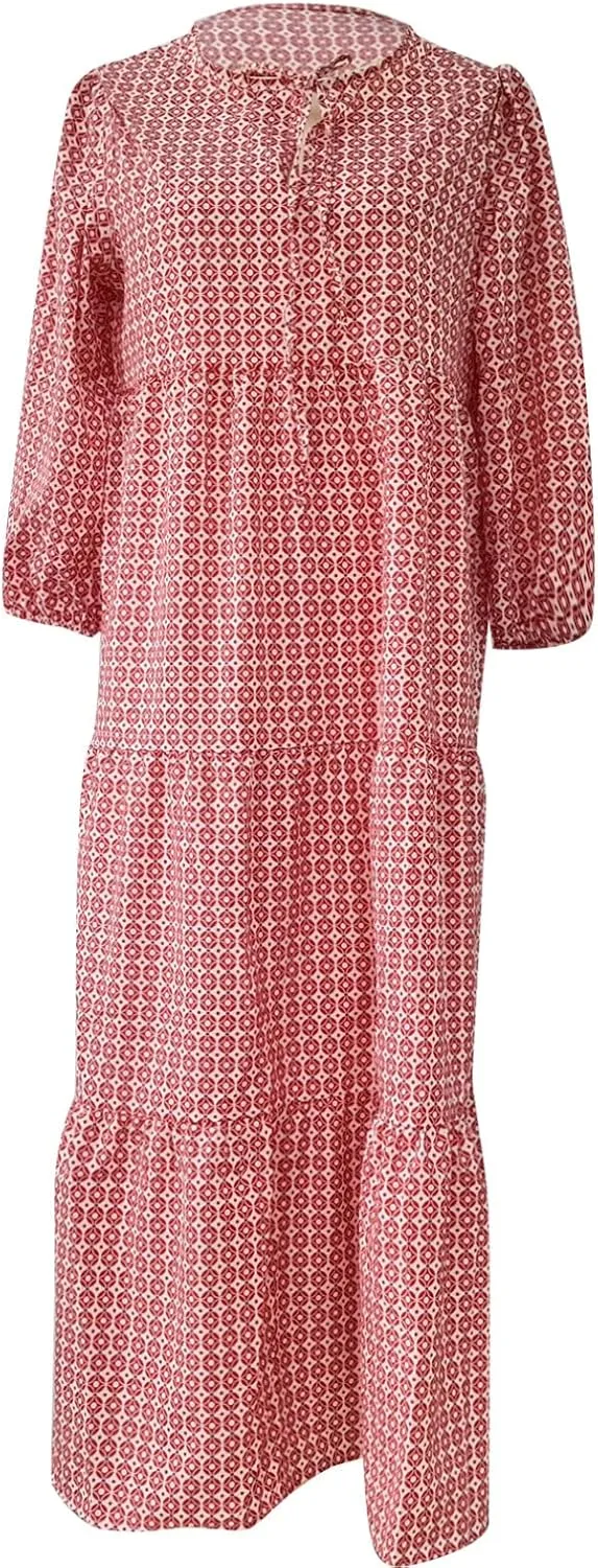 PETYCZEN Boho Dress for Women 2023 Summer Short Sleeve V Neck Floral Maxi Dress Flowy A Line Pleated Long Vacation Sundresses