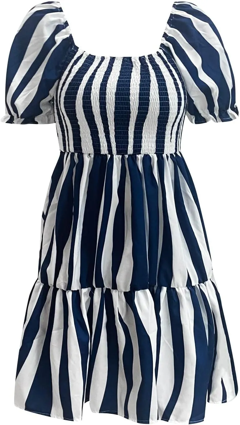 PETYCZEN Off The Shoulder Dresses for Women Cute Summer Short Sleeve Mini Floral Dress Sexy Casual Babydoll Beach Party Dress