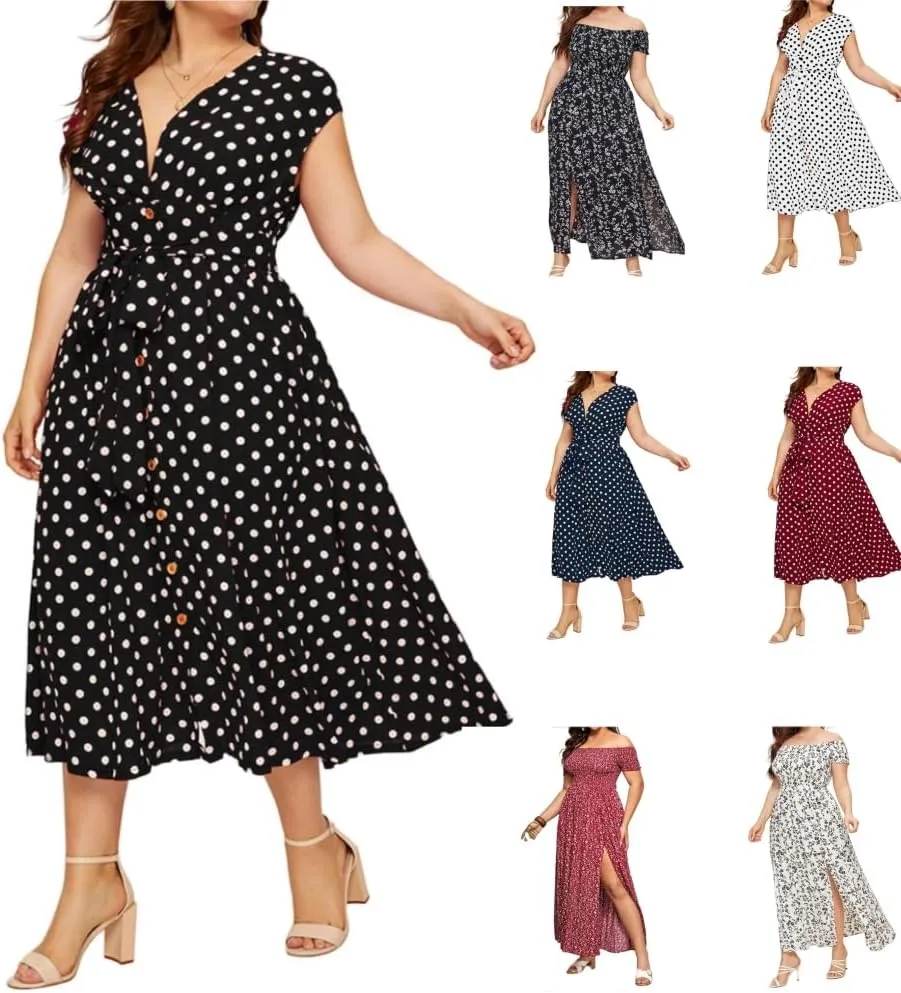 Plus Size Dresses for Women Long Flowy Floral Maxi Dress Boho Beach Sundress Casual A-line Summer Loose Trendy Dress