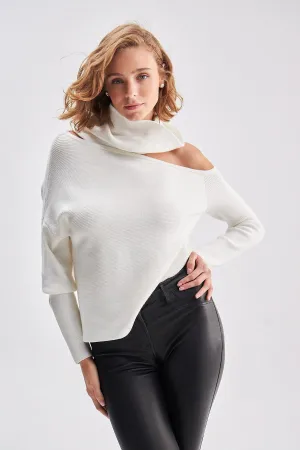 Portable Neck Low Shoulder Knitwear Sweater