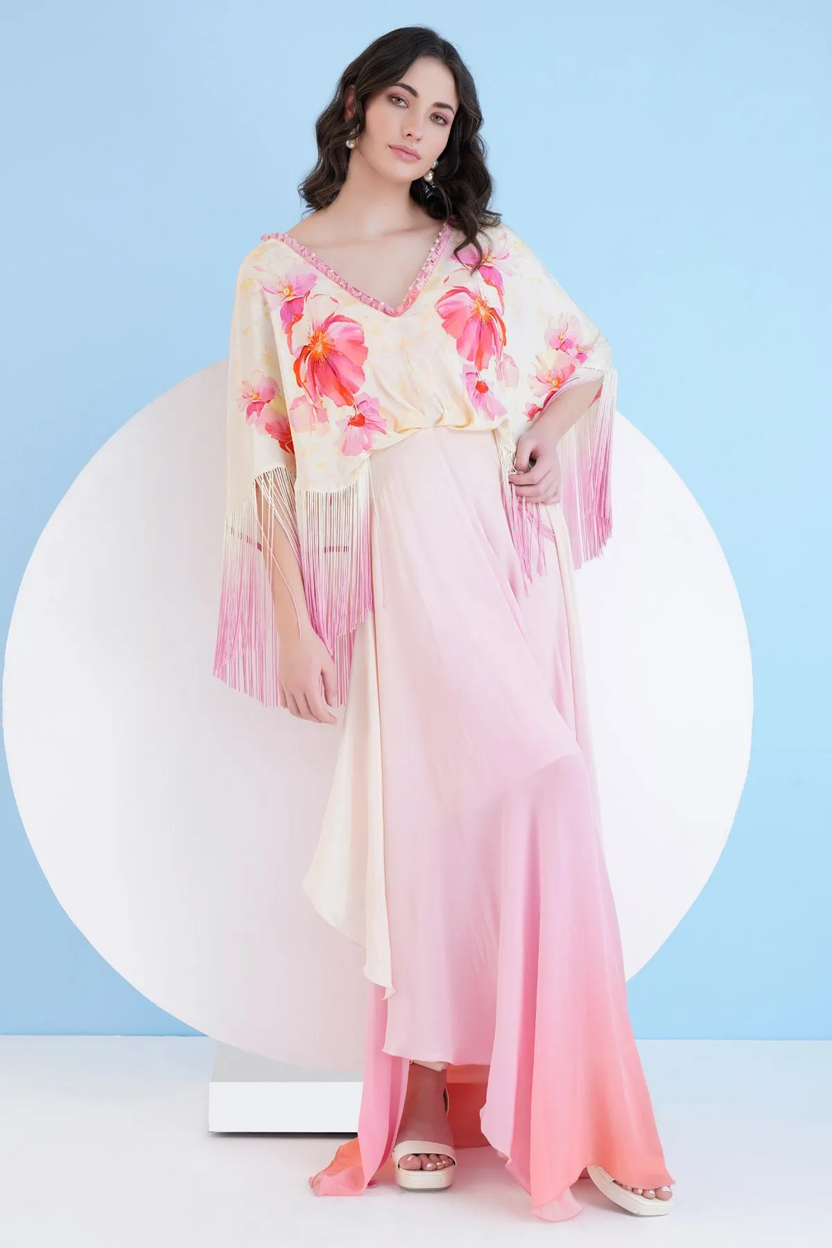 Printed Ombre Crepe Dress