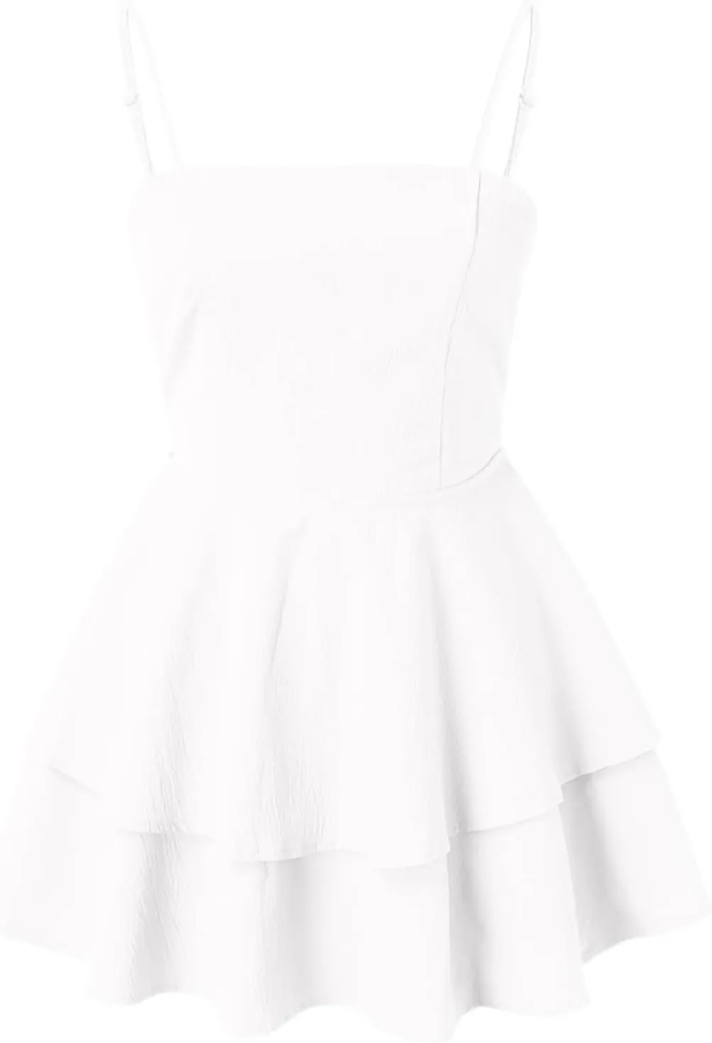 PTOLOCIF Women's Spaghetti Strap Dresses Square Neck Bow Backless Sleeveless Elastic Waist Ruffle Hem A-Line Mini Dress