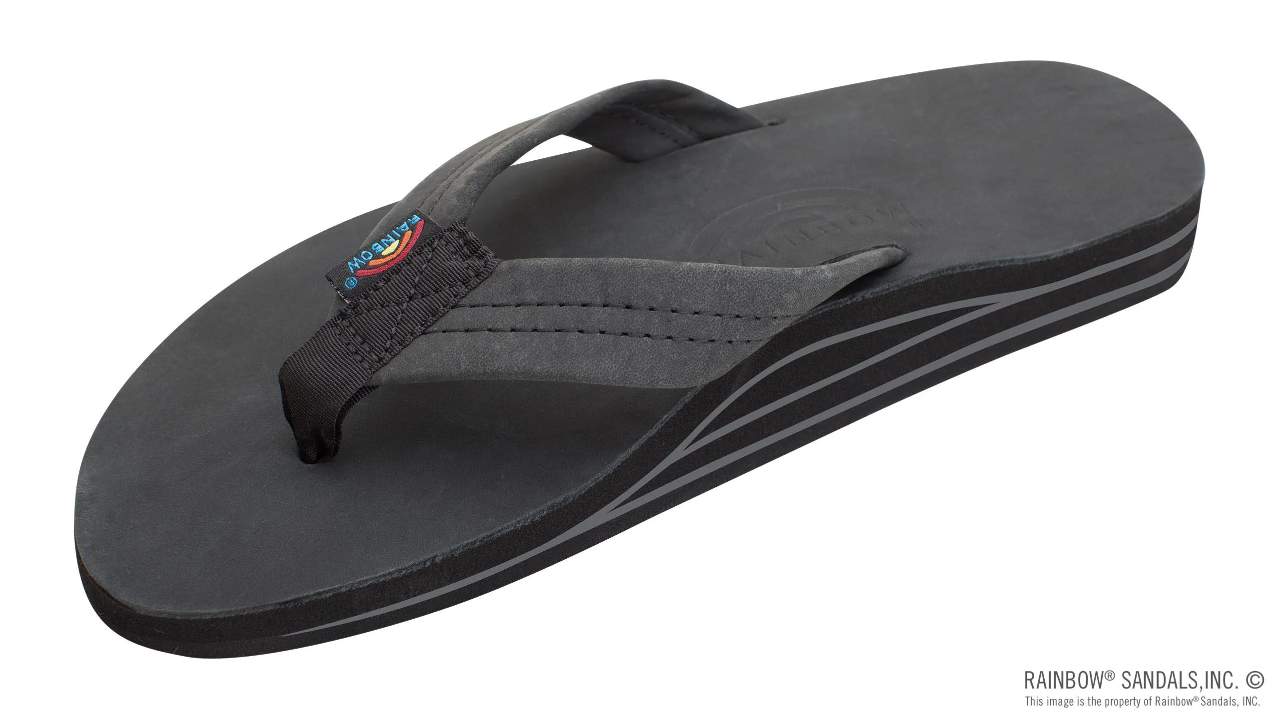RAINBOW SANDALS Men's Double Layer Premier Leather with Arch Support Sandal - BLACK