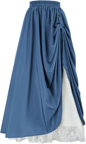 Renaissance Skirt for Women Elastic High Waist Pleated Double Layer Skirts 2025 Fashion Vintage Peasant Style Skorts