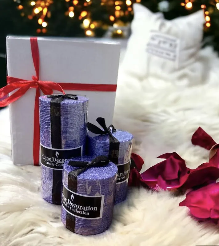 RJKART Aroma Pillar Candles in Gift box Aroma Therapy Candles for Birthday Anniversary (Set of 3)