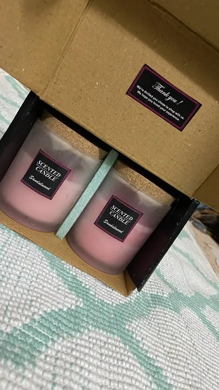 RJKART Gift Box of Glass Jar with Cork Cover Aroma Therapy Candles for Birthday Anniversary (Pack of 2)