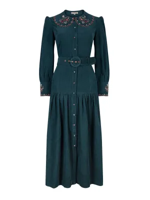 Rosie evergreen embroidered dress