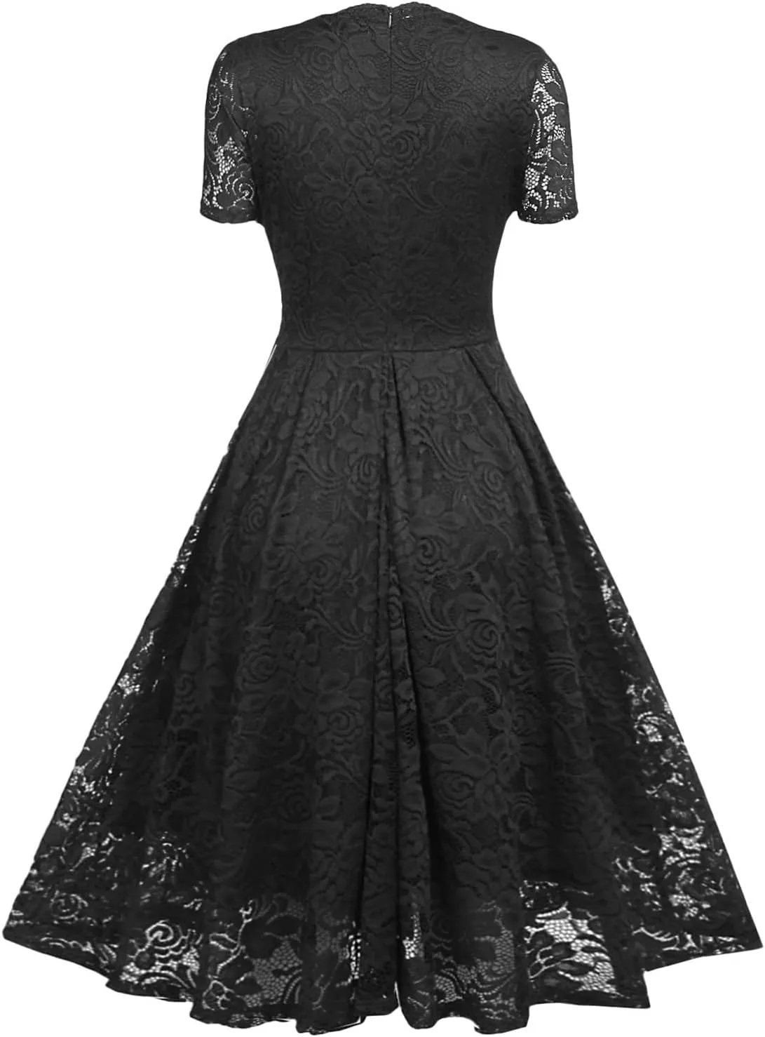 Rvidbe Lace Dress for Women Short Sleeve V Neck Empire Waist A-Line Midi Dresses Wedding Bridesmaid Party Evening Dresses