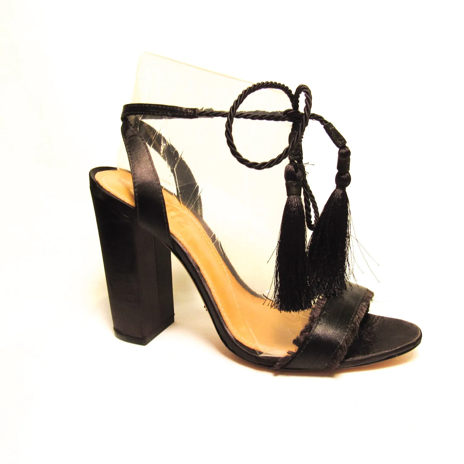 Schutz Woman Primm Tasseled Frayed Satin Sandals