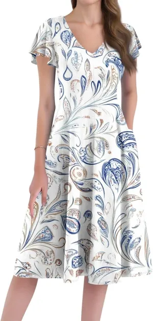 Semi Formal Wedding Guest Dresses Short Sleeve Summer Casual Plus Size Split Fashion Empire Waist Midi Dress for Women