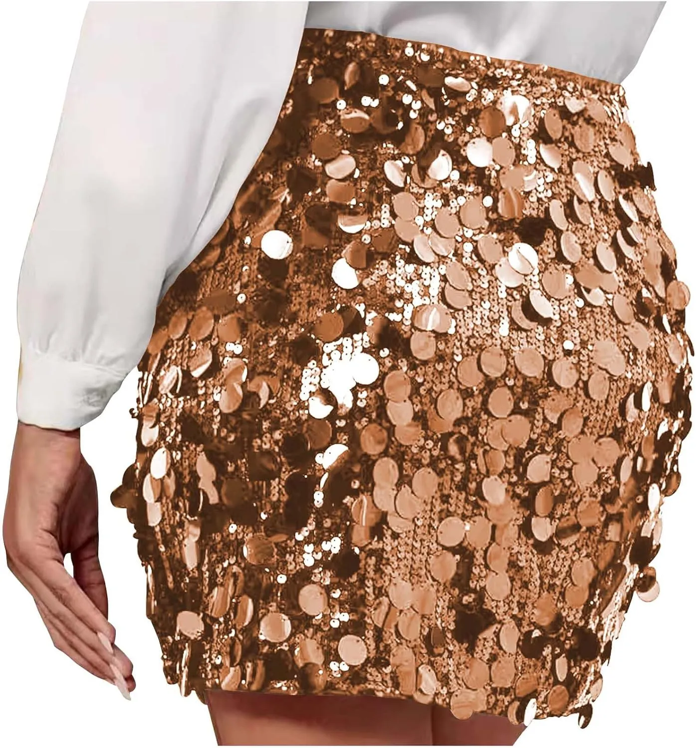 Sequin Bodycon Skirt for Women Y2k Sparkly Mini Skirts Sexy Glitter Shiny Skirt Night Out Party Club Dance Rave