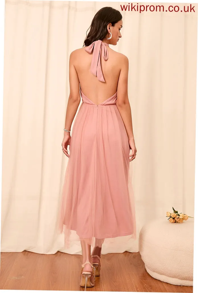 Sexy Dresses Sleeveless Club Dresses A-line Midi Karli Tulle Halter