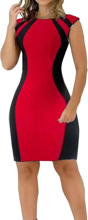 SHAOBGE Sundresses for Women Trendy 2024 Womens Work Dress 2023 Casual Crew Neck Sleeveless Back Zipper Summer