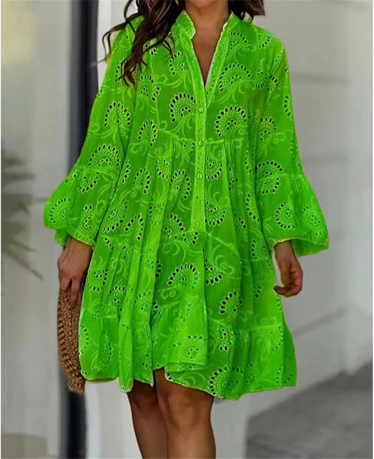 Short Dresses for Women Casual Summer Mini Dress Crochet Plus Size Button Down V Neck Dress T Shirt Beach Sundress