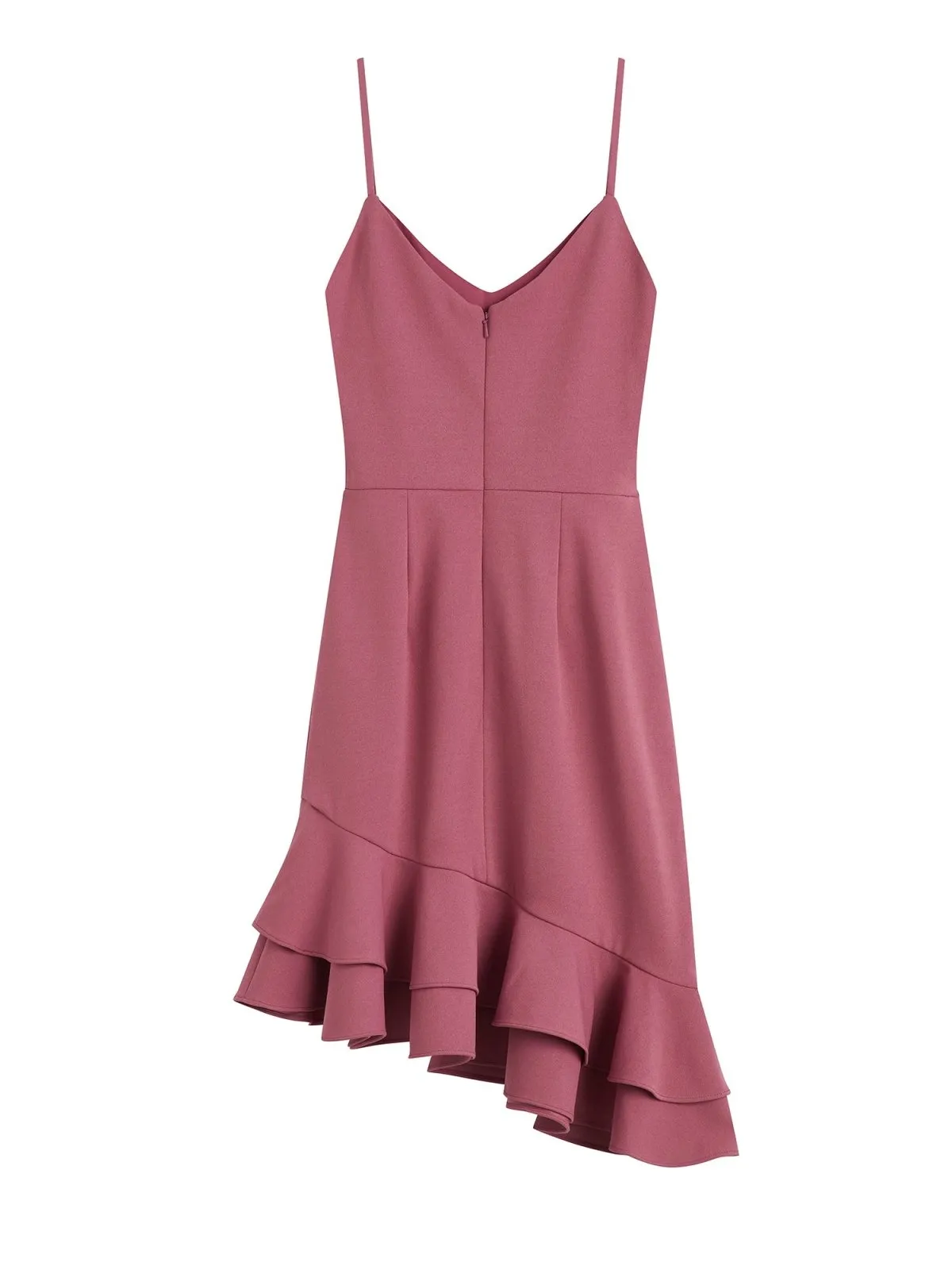 Short V-Neck Frilled Dress ROSEWOOD*