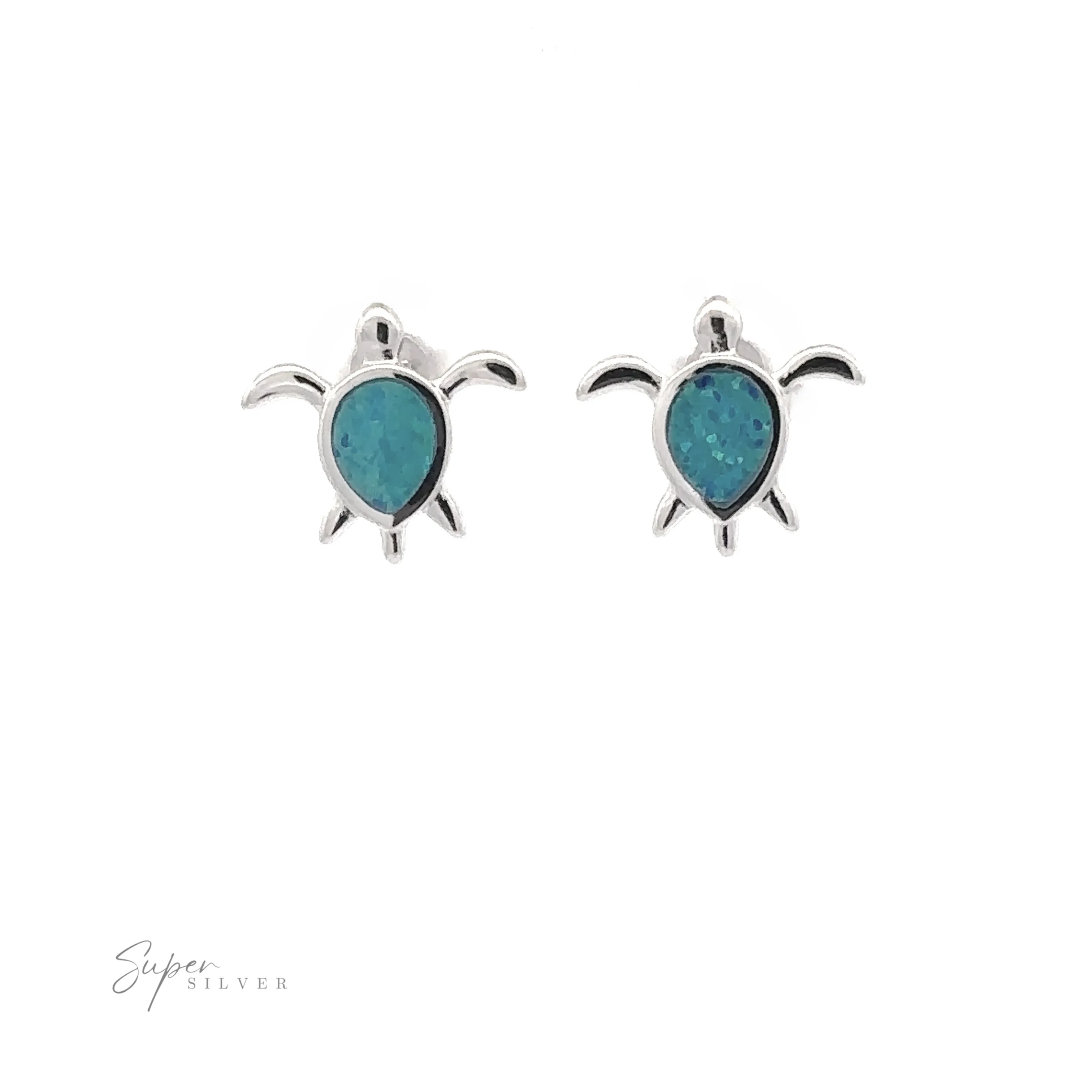 Simple Lab-Created Opal Turtle Studs