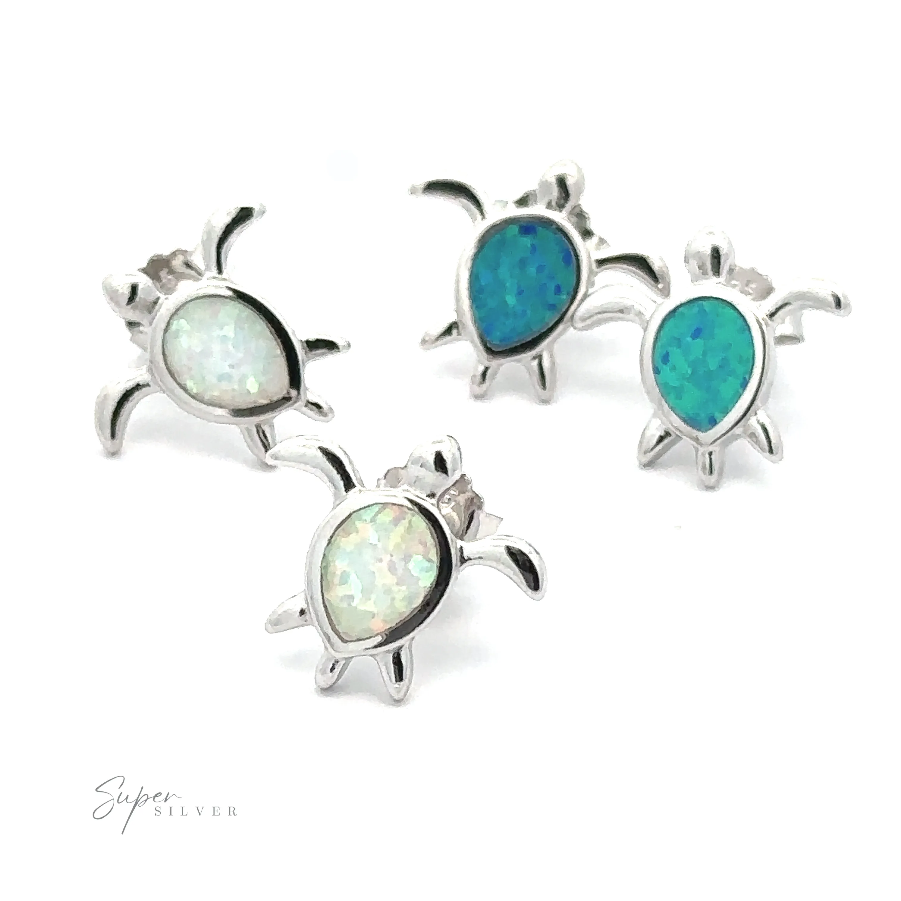 Simple Lab-Created Opal Turtle Studs