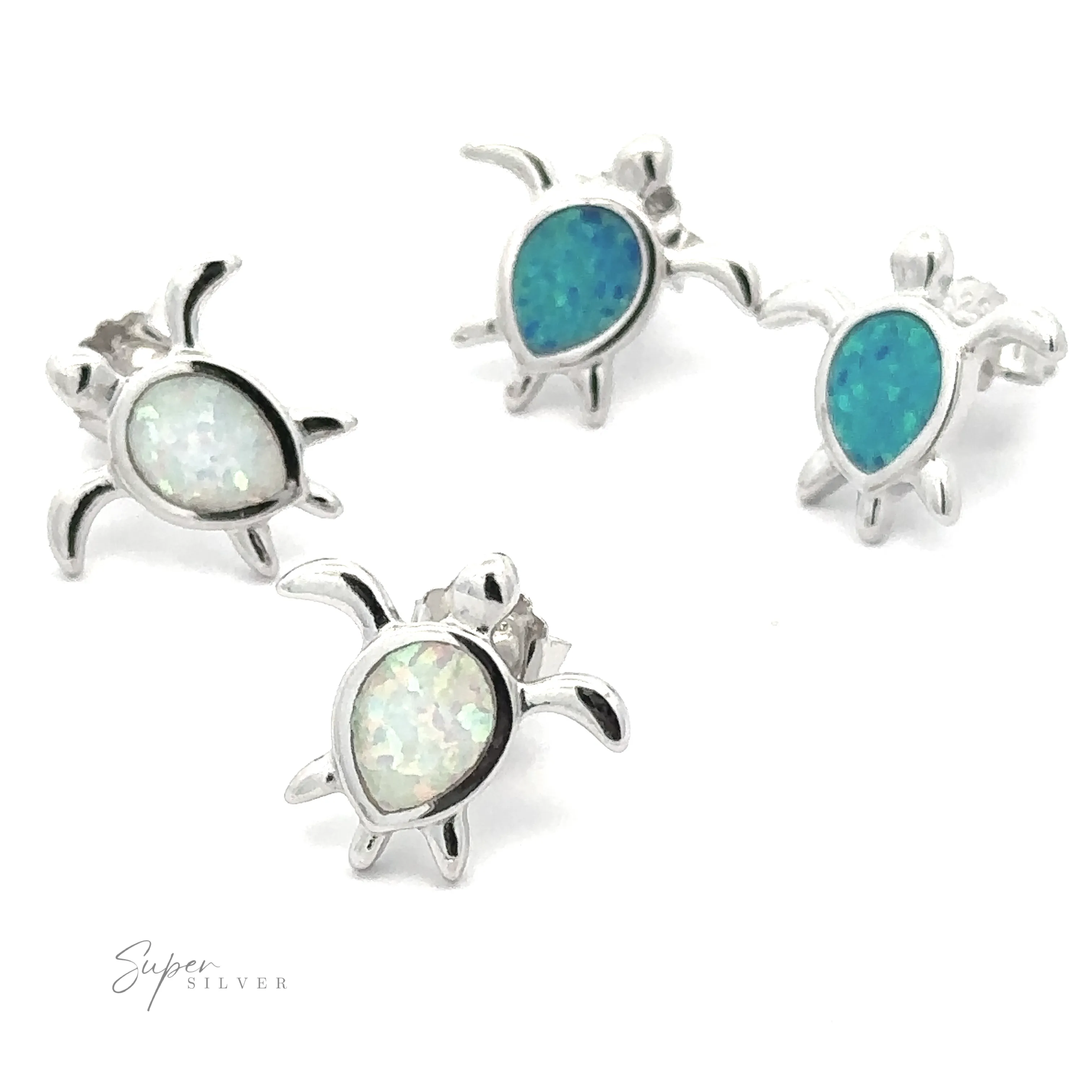 Simple Lab-Created Opal Turtle Studs