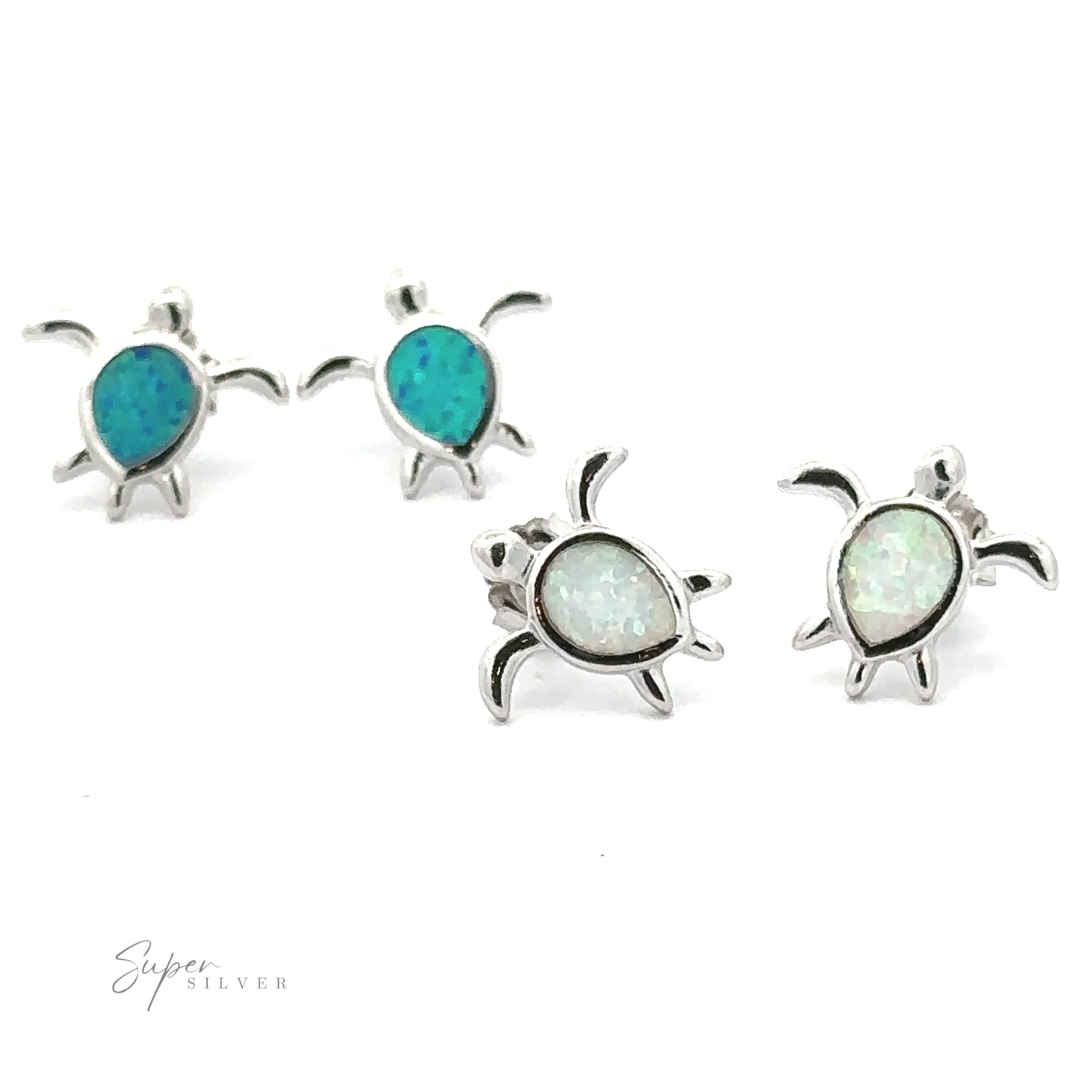Simple Lab-Created Opal Turtle Studs