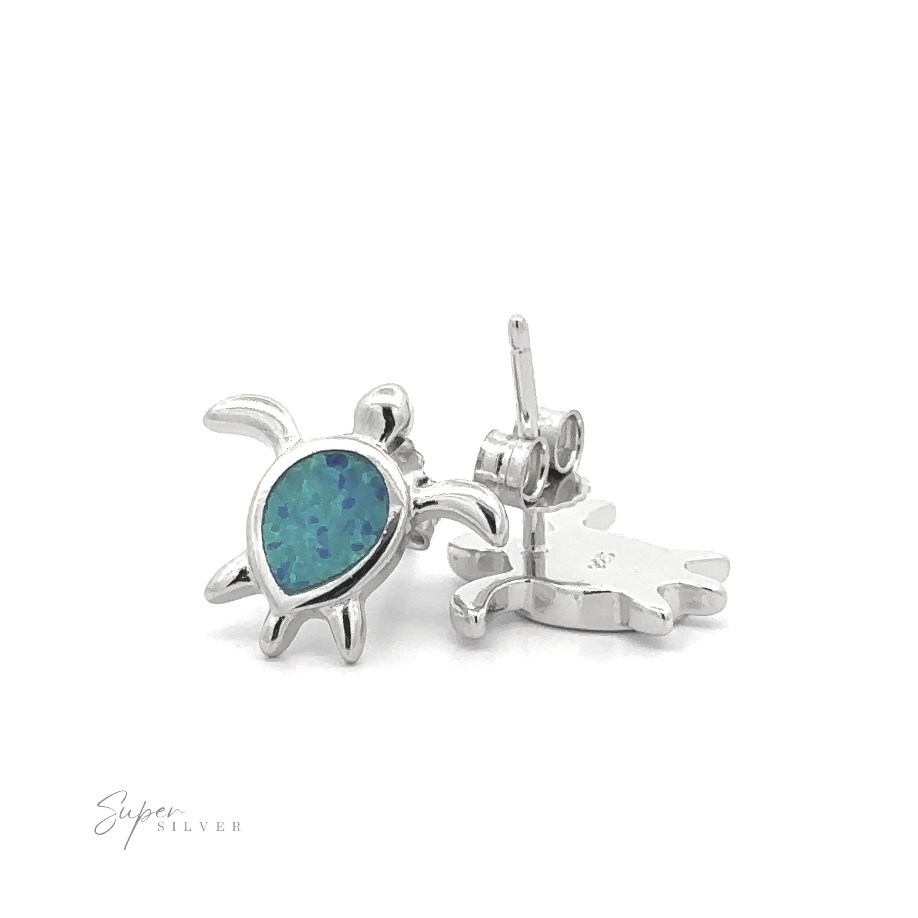Simple Lab-Created Opal Turtle Studs